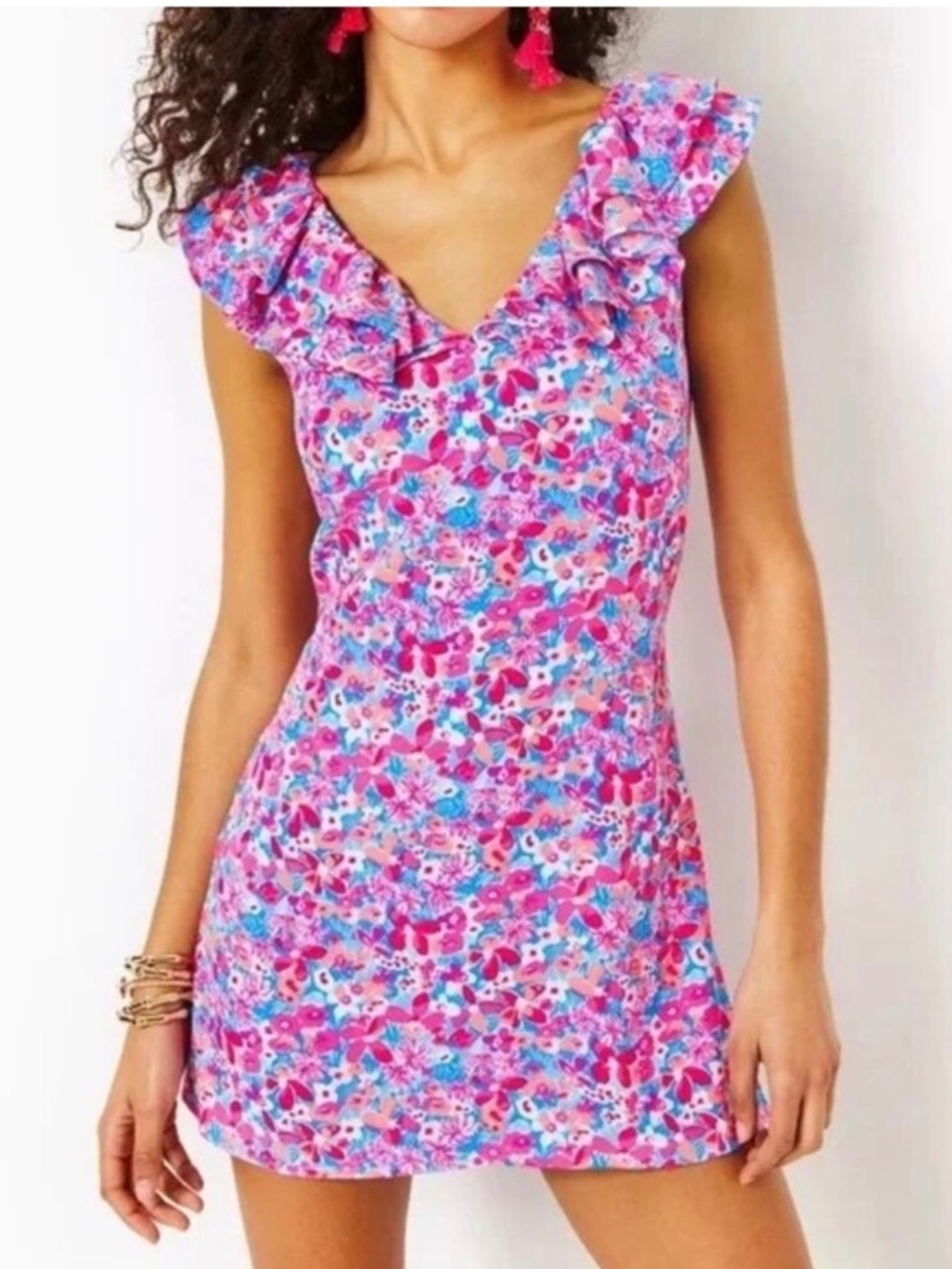The Lilly Pulitzer Linwood Ruffle Romper Aura Pink Baby Bloomer Size 10 $198